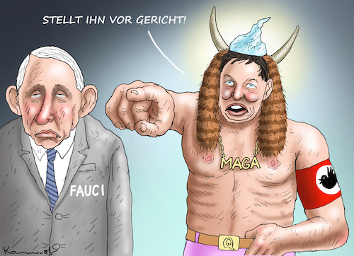 Cartoon: MUSK GEGEN FAUCI (medium) by marian kamensky tagged musk,gegen,fauci,musk,gegen,fauci