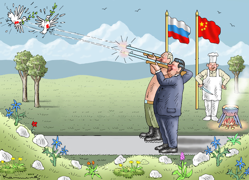 Cartoon: NATURLIEBHABER XI UND PUTIN (medium) by marian kamensky tagged demokratie,in,gefahr,trump,ukraine,putin,china,demokratie,in,gefahr,trump,ukraine,putin,china