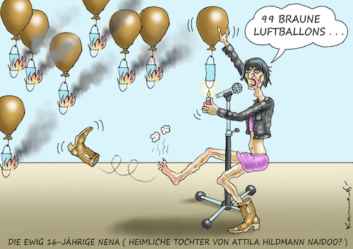Cartoon: NENA HILDMANN NAIDOO (medium) by marian kamensky tagged nena,hildmann,naidoo,nena,hildmann,naidoo
