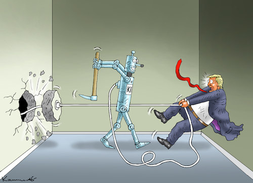 Cartoon: NO CONTROL- NO FUN (medium) by marian kamensky tagged ki,löscht,die,menschheit,aus,no,ki,löscht,die,menschheit,aus