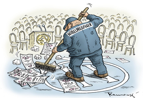 Cartoon: Nobelpreisfeger (medium) by marian kamensky tagged nobelpreis,schwedische,akademie,friedenspreis,nobelpreis,schwedische,akademie,friedenspreis