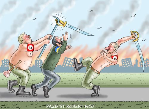 Cartoon: PAZIFIST ROBERT FICO (medium) by marian kamensky tagged pazifist,robert,fico,pazifist,robert,fico