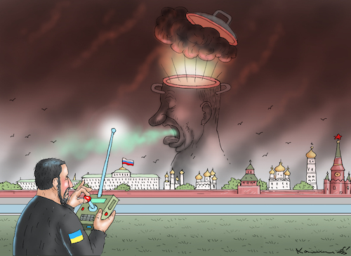 Cartoon: PUTIN AUF DEN DECKEL GEHEN! (medium) by marian kamensky tagged ukraine,attackiert,putin,ukraine,attackiert,putin