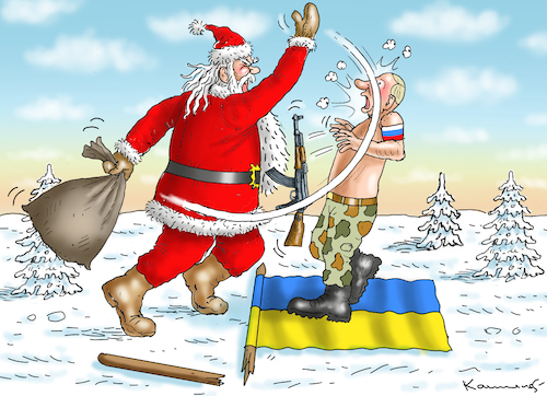 Cartoon: PUTINS BESCHERUNG (medium) by marian kamensky tagged putins,bescherung,ukraine,provokation,putins,bescherung,ukraine,provokation