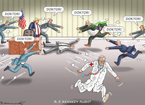 Cartoon: R. F. KENNEDY FLIEHT (medium) by marian kamensky tagged kennedy,trump,kennedy,trump