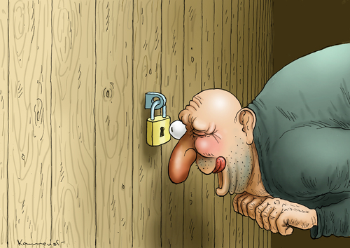 Cartoon: Schlüsselloch (medium) by marian kamensky tagged perversität,guckloch,schlüsselloch,sexismus
