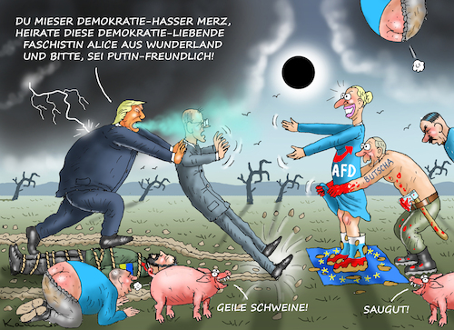Cartoon: SIEG GEIL! (medium) by marian kamensky tagged hungernde,nazis,in,sachsen,anhalt,afd,rechtsüberholer,merz,deutscher,karikaturist,hungernde,nazis,in,sachsen,anhalt,afd,rechtsüberholer,merz,deutscher,karikaturist
