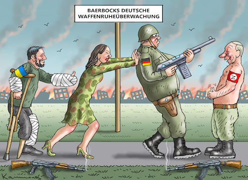 Cartoon: SORGSAME BAERBOCK (medium) by marian kamensky tagged sorgsame,baerbock,ukraine,putin,sorgsame,baerbock,ukraine,putin