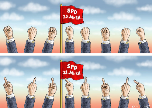Cartoon: SPD GESTERN UND HEUTE (medium) by marian kamensky tagged kevin,kühnert,spd,groko,stinkefinger,kevin,kühnert,spd,groko,stinkefinger