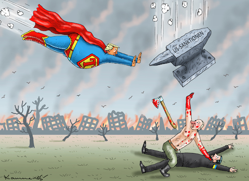 Cartoon: SUPERINTELLIGENTER SUPERMAN (medium) by marian kamensky tagged superintelligenter,superman,trump,superintelligenter,superman,trump