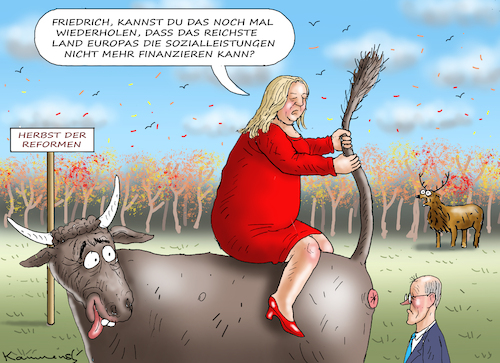 Cartoon: TAPFERE FRAU BAS (medium) by marian kamensky tagged tapfere,frau,bas,merz,herbst,der,reformen,cdu,csu,spd,tapfere,frau,bas,merz,herbst,der,reformen,cdu,csu,spd