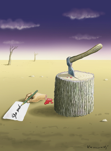 Cartoon: The end (medium) by marian kamensky tagged humor,tod,sterben,wald,waldsterben,rodung,natur,umwelt,holz,baum,bäume