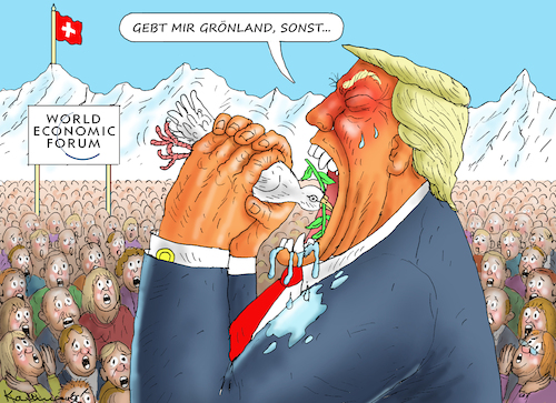 Cartoon: TRUMP IN DER SCHWEIZ (medium) by marian kamensky tagged world,economic,forum,2026,in,davos,world,economic,forum,2026,in,davos