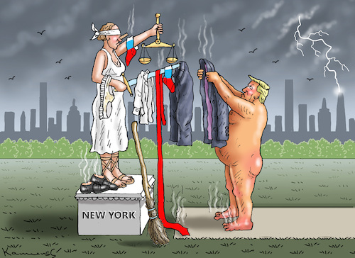 Cartoon: TRUMP IN NEW YORK (medium) by marian kamensky tagged trump,in,new,york,gerichtsurteil,trump,in,new,york,gerichtsurteil