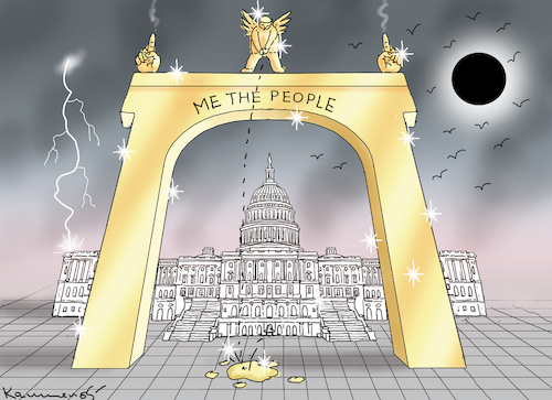 Cartoon: TRUMPS TRIUMPHBOGEN (medium) by marian kamensky tagged trumps,triumphbogen,trumps,triumphbogen