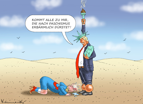Cartoon: UNFREIHEITSSTATUE (medium) by marian kamensky tagged unfreiheitsstatue,weidel,unfreiheitsstatue,weidel