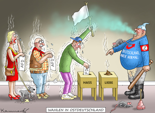 Cartoon: WAHLEN IN OSTDEUTSCHLAND (medium) by marian kamensky tagged wahlen,in,aggressiven,ostdeutschland,wahlen,in,aggressiven,ostdeutschland