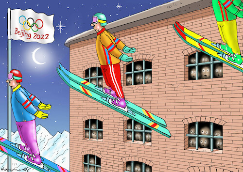 Cartoon: WINTEROLYMPIADE IN CHINA (medium) by marian kamensky tagged winterolympiade,in,china,winterolympiade,in,china