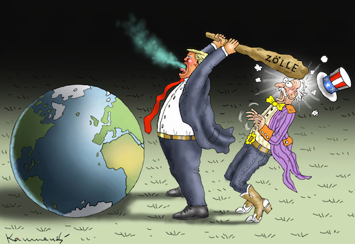 Cartoon: WUTZOLLTRUMP (medium) by marian kamensky tagged musk,trump,zuckerberg,bezos,felon,and,elon,in,panama,zölle,musk,trump,zuckerberg,bezos,felon,and,elon,in,panama,zölle