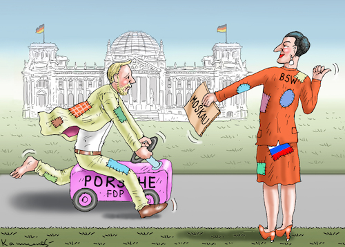 Cartoon: ZWEI ARBEITSLOSE (medium) by marian kamensky tagged bundestagswahl,bsw,fdp,bundestagswahl,bsw,fdp