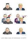 Cartoon: MIT FRISUREN FRIEDEN SCHAFFEN (small) by marian kamensky tagged obama,trump,präsidentenwahlen,usa,baba,vanga,republikaner,inauguration,demokraten,kim,jong,un,nord,korea,wikileaks,faschismus