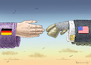 Cartoon: THE BIG HANDSHAKE (small) by marian kamensky tagged obama,trump,präsidentenwahlen,usa,baba,vanga,republikaner,inauguration,the,big,handshake,merkel,demokraten,wikileaks,faschismus