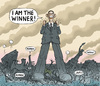Cartoon: The winner Obama (small) by marian kamensky tagged usa,wahlen,mitt,romney,barack,obama,kopf,am,rennen,republikaner,demokraten