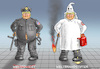 Cartoon: TRUMP IST KEIN WELTPOLIZIST MEHR (small) by marian kamensky tagged obama,trump,präsidentenwahlen,usa,baba,vanga,republikaner,inauguration,demokraten,wikileaks,faschismus,jamal,khashoggi,shutdown