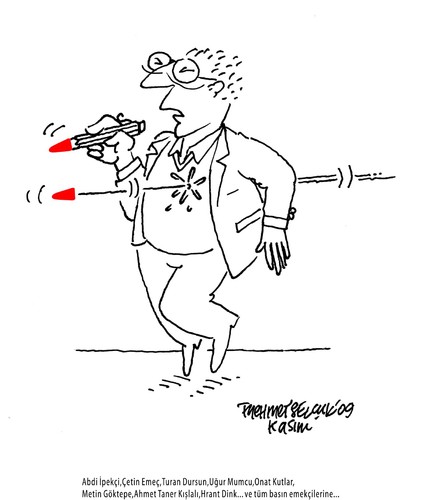Cartoon: gazeteci (medium) by Mehmet Selcuk tagged terör