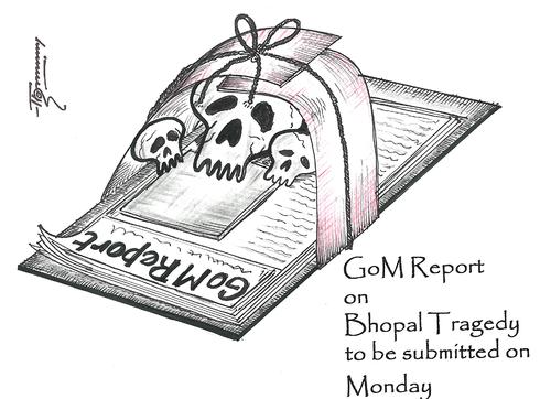 Cartoon: Bhopal Gas Tragedy Report (medium) by Thommy tagged bhopal,tragedy