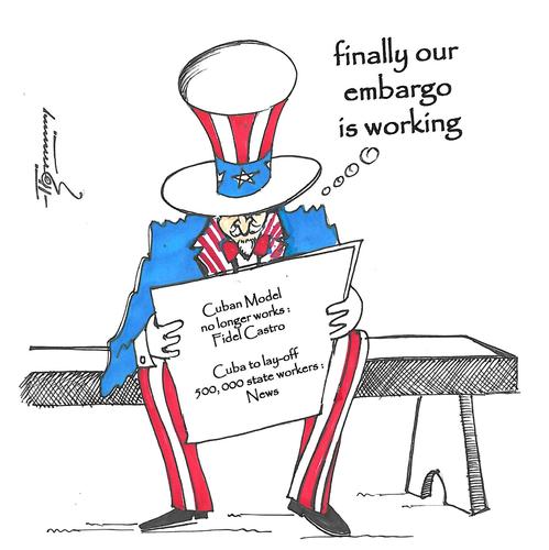 Cartoon: Effects of US embargo on Cuba (medium) by Thommy tagged cuba,us,embargo