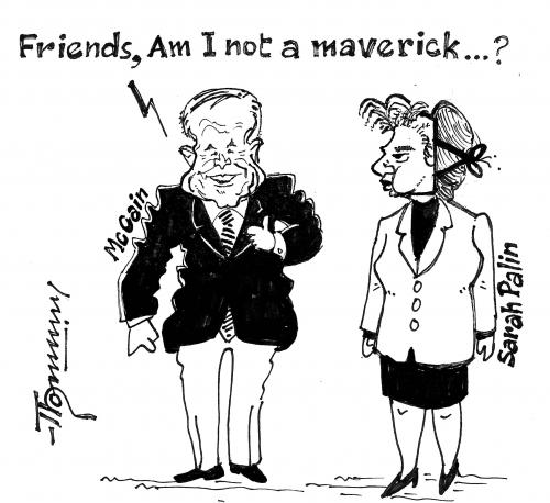 Cartoon: John McCain The Real Maverick (medium) by Thommy tagged john,mccain,maverick,palin,hillary