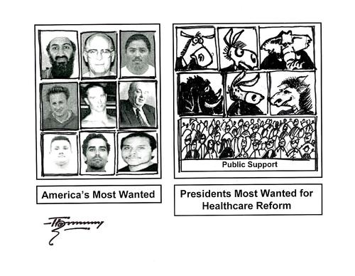 Cartoon: Most Wanted for US Healthcare (medium) by Thommy tagged us,healthcare,reform