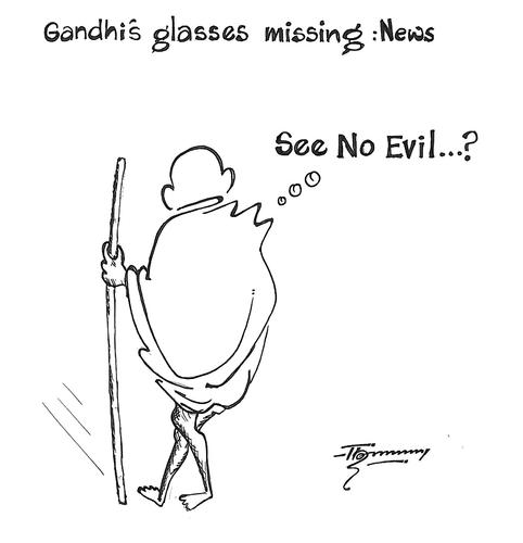 Cartoon: News  Gandhis Glasses Missing (medium) by Thommy tagged gandhi,india