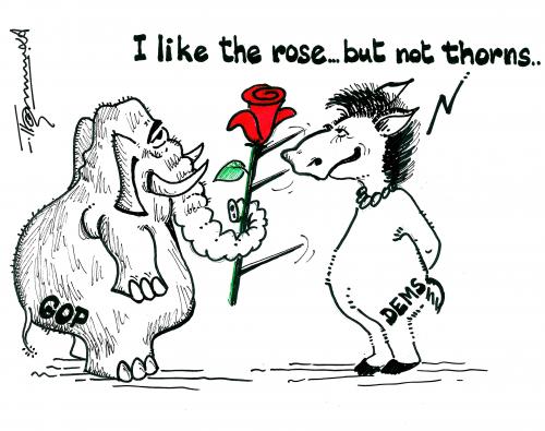 Cartoon: Politican Valentines Day in US (medium) by Thommy tagged us,politics,valentines,day,republicans,democrats