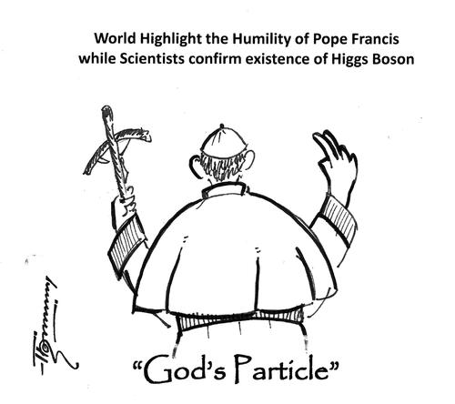 Cartoon: Pope Francis a Gods particle (medium) by Thommy tagged pope,francis