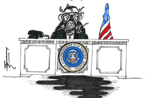 Cartoon: Presidential Address by Obama (medium) by Thommy tagged bp,gulf,oil,spill,obama