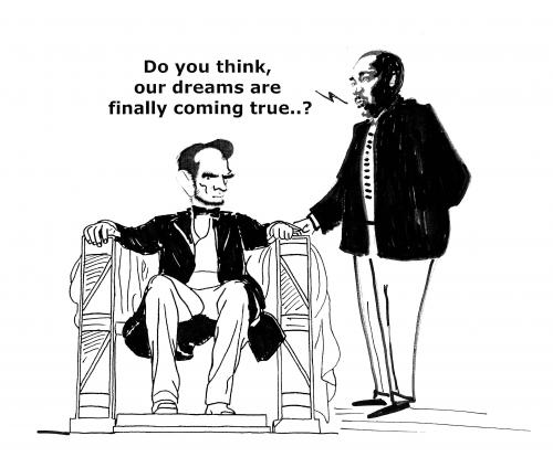 Cartoon: Taking stock of the dream (medium) by Thommy tagged obama,us,president,mlk