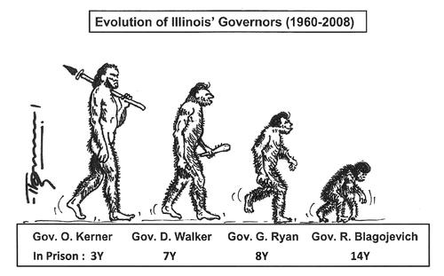 Cartoon: The Evolution (medium) by Thommy tagged illinois,governors