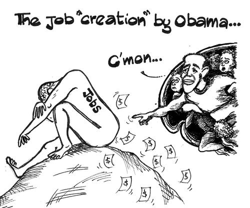 Cartoon: The job creation by Obama (medium) by Thommy tagged the,job,creation,by,obama