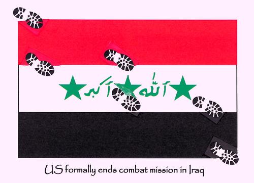 Cartoon: US ends combat mission in Iraq (medium) by Thommy tagged iraq,us,combat