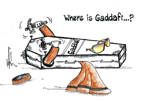 Cartoon: Where is Gaddafi (medium) by Thommy tagged gaddafi,libya