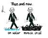 Cartoon: President Obama then and now (small) by Thommy tagged obams gulf oil spill bp