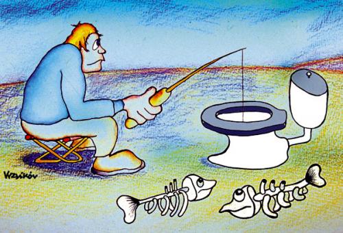 Cartoon: Fishes (medium) by Krzyskow tagged cartoon,nature,character,comic,designfrau,girl,illustration,line,love,man,mann,music,politics,sport,tiere