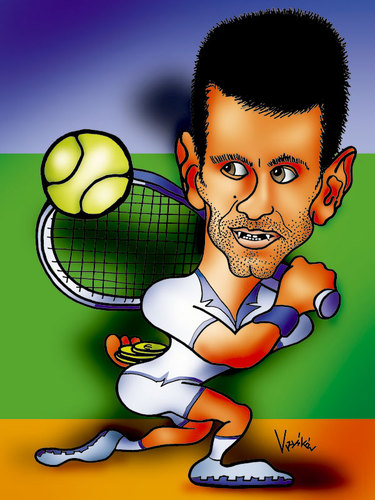 Cartoon: Novak Djokovic (medium) by Krzyskow tagged tenis
