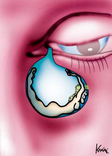 Cartoon: Tear (medium) by Krzyskow tagged character,comic,designfrau,girl,illustration,line,love,man,mann,music,politics,sport,tiere