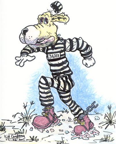 Cartoon: Dog on the Run (medium) by kidcardona tagged dog,running,escape,prison