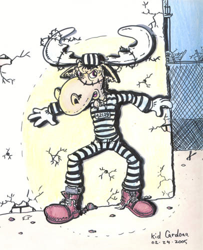 Cartoon: Moose on the Loose (medium) by kidcardona tagged moose,prison,spotlight,escape