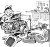Cartoon: Where do I start? (small) by kidcardona tagged car,mess,mechanic,tools,garage,cartoon