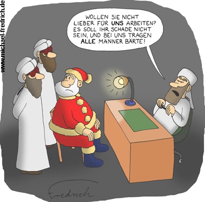 Cartoon: Weinachten bei den Taliban (medium) by Fredrich tagged weihnachten,christmas,weihnachtsmann,santa,claus,taliban